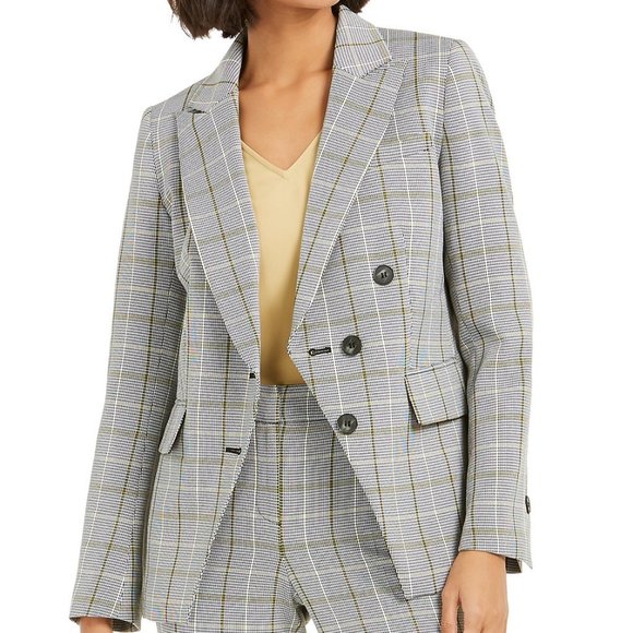 Bar III Jackets & Blazers - Bar III Faux Double Breasted Plaid Blazer